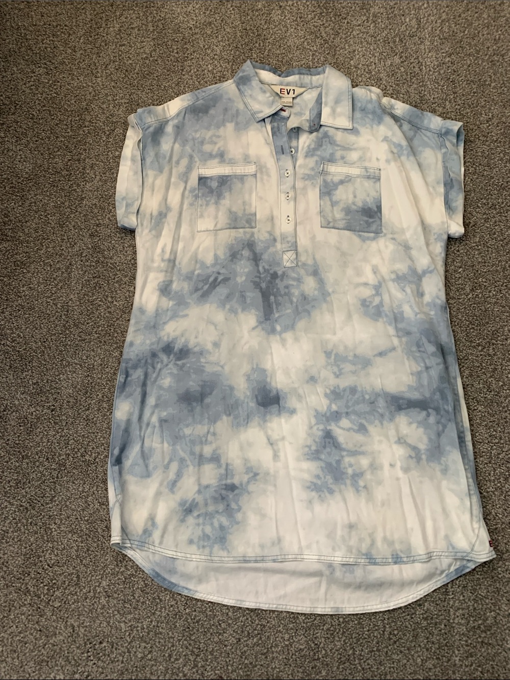 EV1 Women’s Light Blue Tie-Dye Button Down Shirt Dress